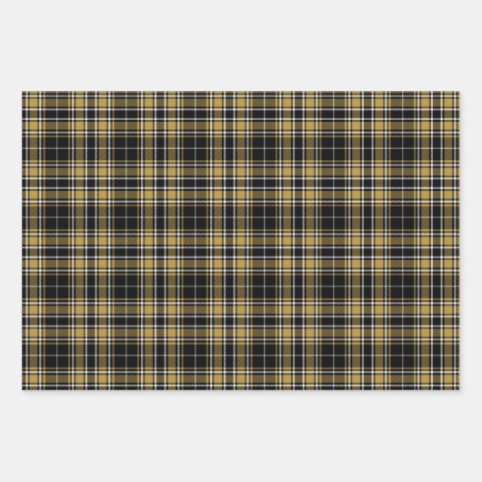 Tartan - Black CaramelGold OffWhite Geschenkpapier Set (Vorderseite)