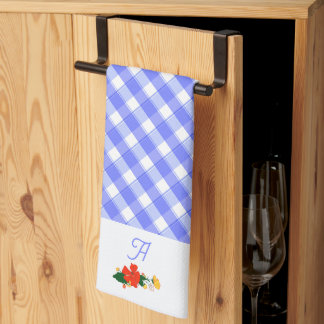 Tartan Blau einfaches Wildblumenmuster Geschirrtuch