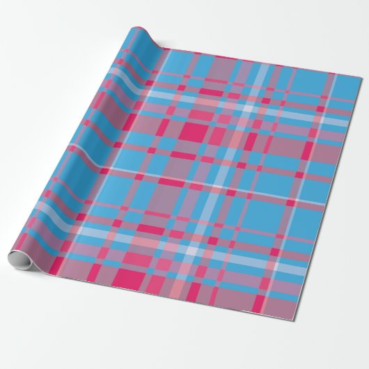 Tartan blau und rot geschenkpapier (Ungerollt)