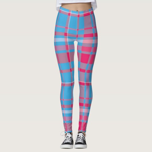 Tartan blau und rot leggings (Vorderseite)