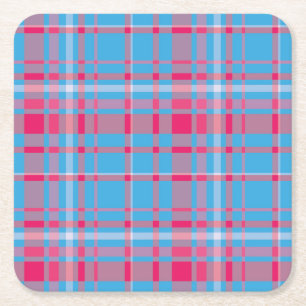 Tartan blau und rot rechteckiger pappuntersetzer