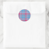 Tartan blau und rot runder aufkleber (Tasche)