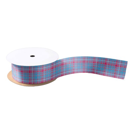 Tartan blau und rot satinband (Spule)