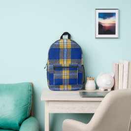 Tartan Blue and Yellow Backpack Bedruckter Rucksack