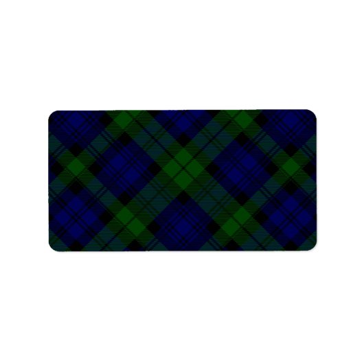 Tartan Blue Green Kariert Adressaufkleber (Vorne)