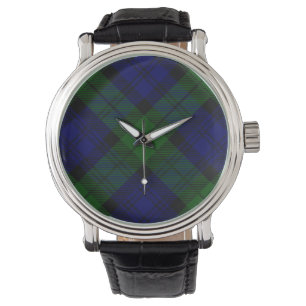 Tartan Blue Green Kariert Armbanduhr