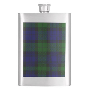 Tartan Blue Green Kariert Flachmann