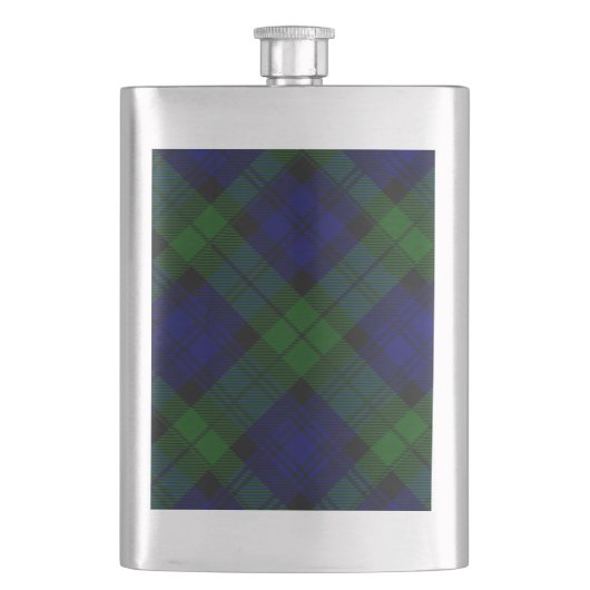 Tartan Blue Green Kariert Flachmann (Vorderseite)