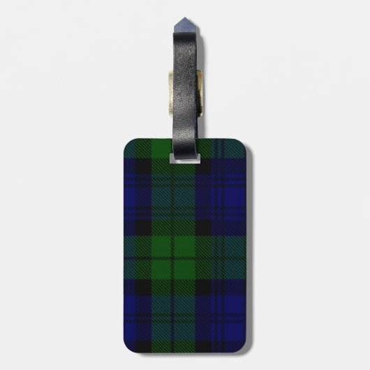 Tartan Blue Green Kariert Gepäckanhänger (Rückseite vertikal)