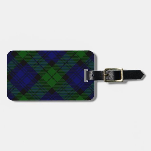 Tartan Blue Green Kariert Gepäckanhänger (Vorderseite horizontal)