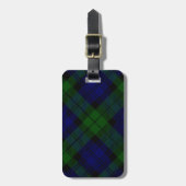 Tartan Blue Green Kariert Gepäckanhänger (Vorderseite vertikal)