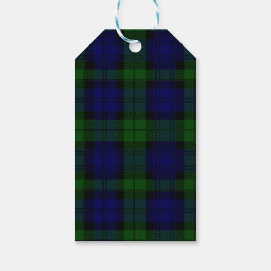 Tartan Blue Green Kariert Geschenkanhänger (Rückseite)