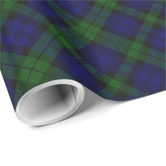 Tartan Blue Green Kariert Geschenkpapier (Rolleneckpunkt)