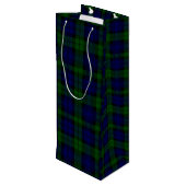 Tartan Blue Green Kariert Geschenktüte Für Weinflaschen (Rückseite Schrägansicht)