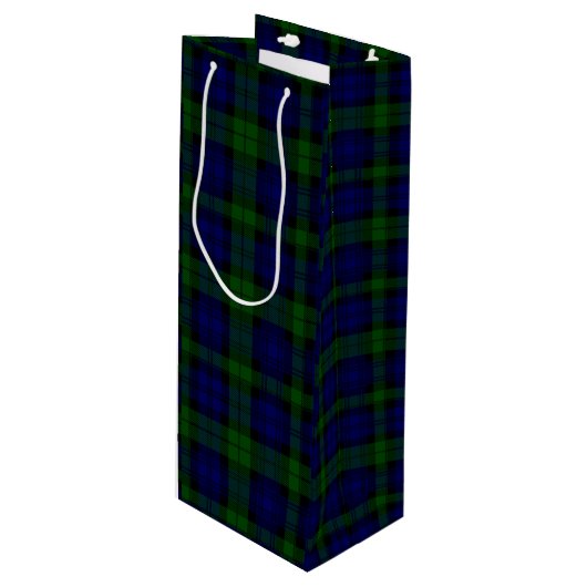 Tartan Blue Green Kariert Geschenktüte Für Weinflaschen (Vorderseite Schrägansicht)