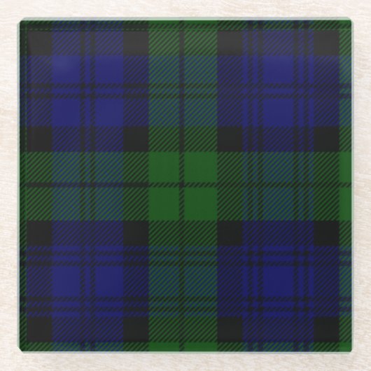 Tartan Blue Green Kariert Glasuntersetzer (Vorderseite)
