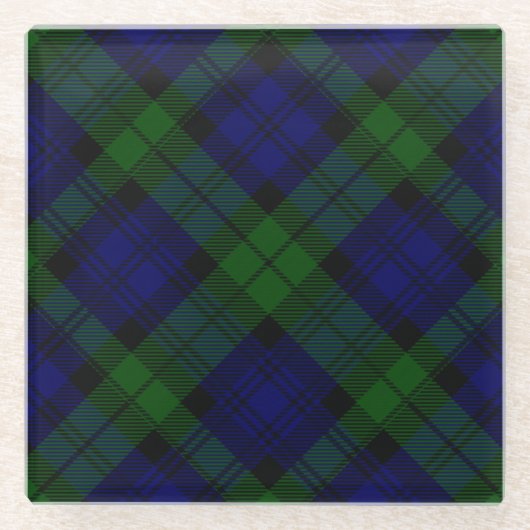 Tartan Blue Green Kariert Glasuntersetzer (Vorderseite)