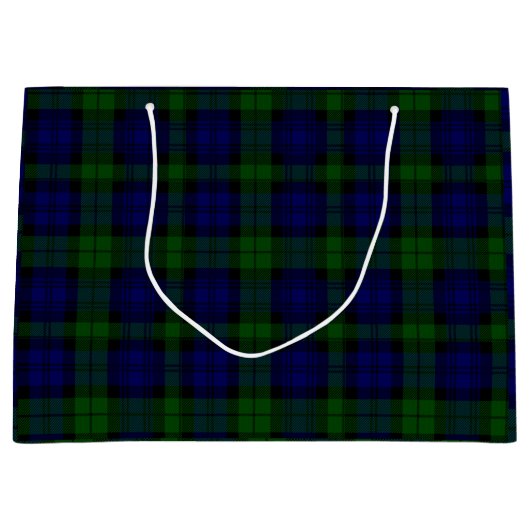 Tartan Blue Green Kariert Große Geschenktüte (Vorderseite)