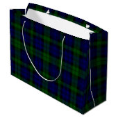 Tartan Blue Green Kariert Große Geschenktüte (Rückseite Schrägansicht)