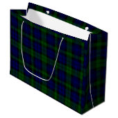 Tartan Blue Green Kariert Große Geschenktüte (Vorderseite Schrägansicht)
