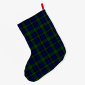 Tartan Blue Green Kariert Großer Weihnachtsstrumpf (Rückseite (Hängend))