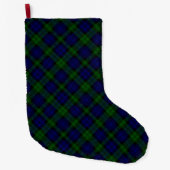 Tartan Blue Green Kariert Großer Weihnachtsstrumpf (Vorderseite)
