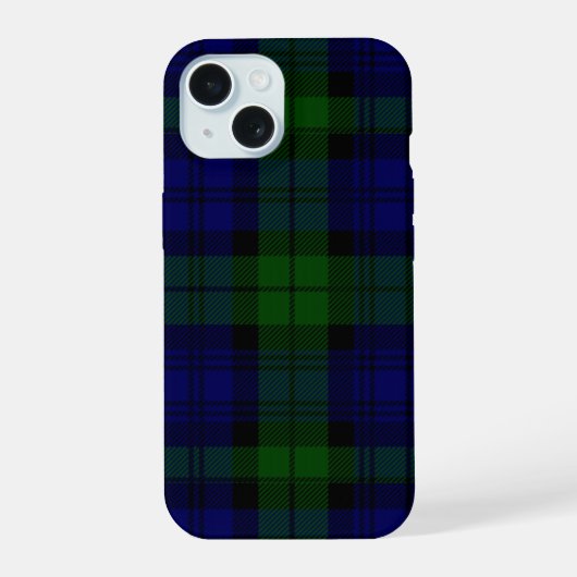 Tartan Blue Green Kariert iPhone 15 Hülle (Rückseite)