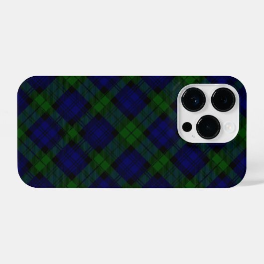 Tartan Blue Green Kariert iPhone Hülle (Rückseite (Horizontal))