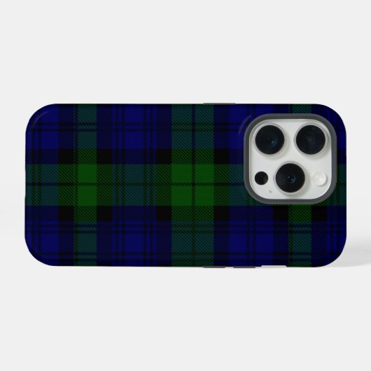 Tartan Blue Green Kariert iPhone Hülle (Rückseite (Horizontal))