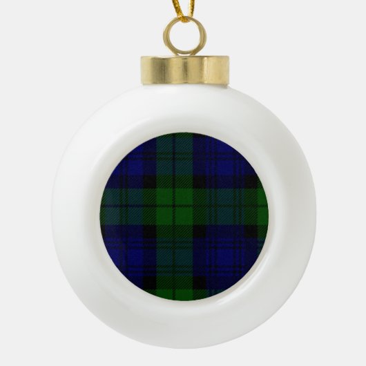 Tartan Blue Green Kariert Keramik Kugel-Ornament (Vorderseite)