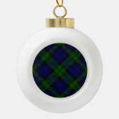 Tartan Blue Green Kariert Keramik Kugel-Ornament (Vorderseite)