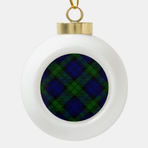 Tartan Blue Green Kariert Keramik Kugel-Ornament