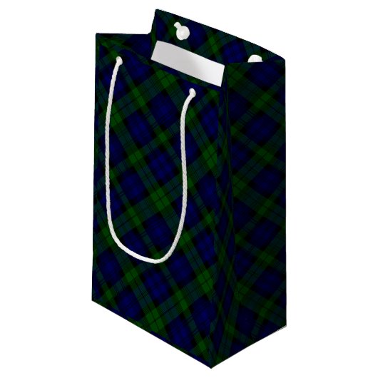 Tartan Blue Green Kariert Kleine Geschenktüte (Vorderseite Schrägansicht)
