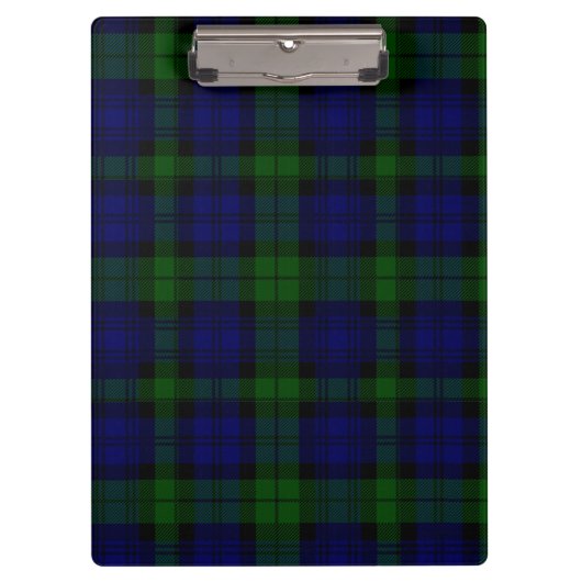 Tartan Blue Green Kariert Klemmbrett (Vorderseite)