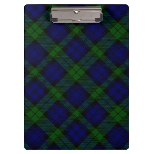 Tartan Blue Green Kariert Klemmbrett (Vorderseite)