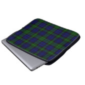 Tartan Blue Green Kariert Laptopschutzhülle (Vorne Knopf)