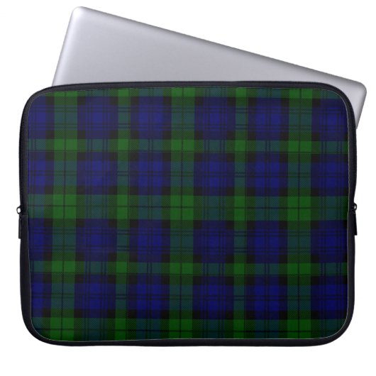 Tartan Blue Green Kariert Laptopschutzhülle (Vorderseite)