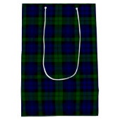Tartan Blue Green Kariert Mittlere Geschenktüte (Rückseite)