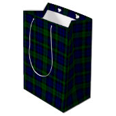Tartan Blue Green Kariert Mittlere Geschenktüte (Rückseite Schrägansicht)