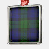 Tartan Blue Green Kariert Ornament Aus Metall (Links)