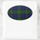 Tartan Blue Green Kariert Ovaler Aufkleber (Tasche)