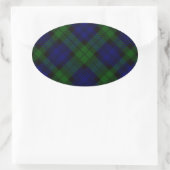 Tartan Blue Green Kariert Ovaler Aufkleber (Tasche)