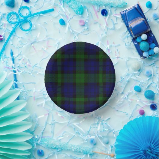 Tartan Blue Green Kariert Pappteller (Party)
