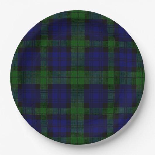 Tartan Blue Green Kariert Pappteller (Vorderseite)