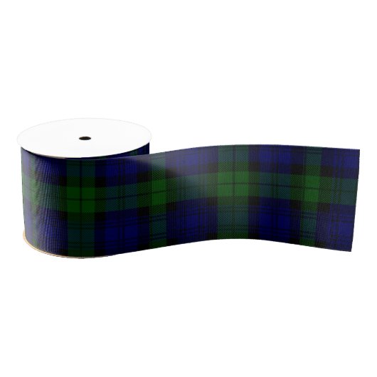 Tartan Blue Green Kariert Ripsband (Spule)