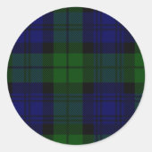 Tartan Blue Green Kariert Runder Aufkleber (Vorderseite)