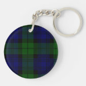 Tartan Blue Green Kariert Schlüsselanhänger (Rückseite)