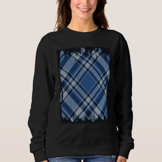 Tartan Blue White Black St Patricks Fancy Dress Sweatshirt (Vorderseite)