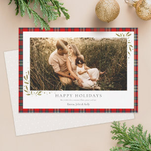 Tartan Border Holiday Card Feiertagskarte