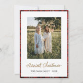 Tartan Border Snowflakes Frohe Weihnachten (Vorderseite)